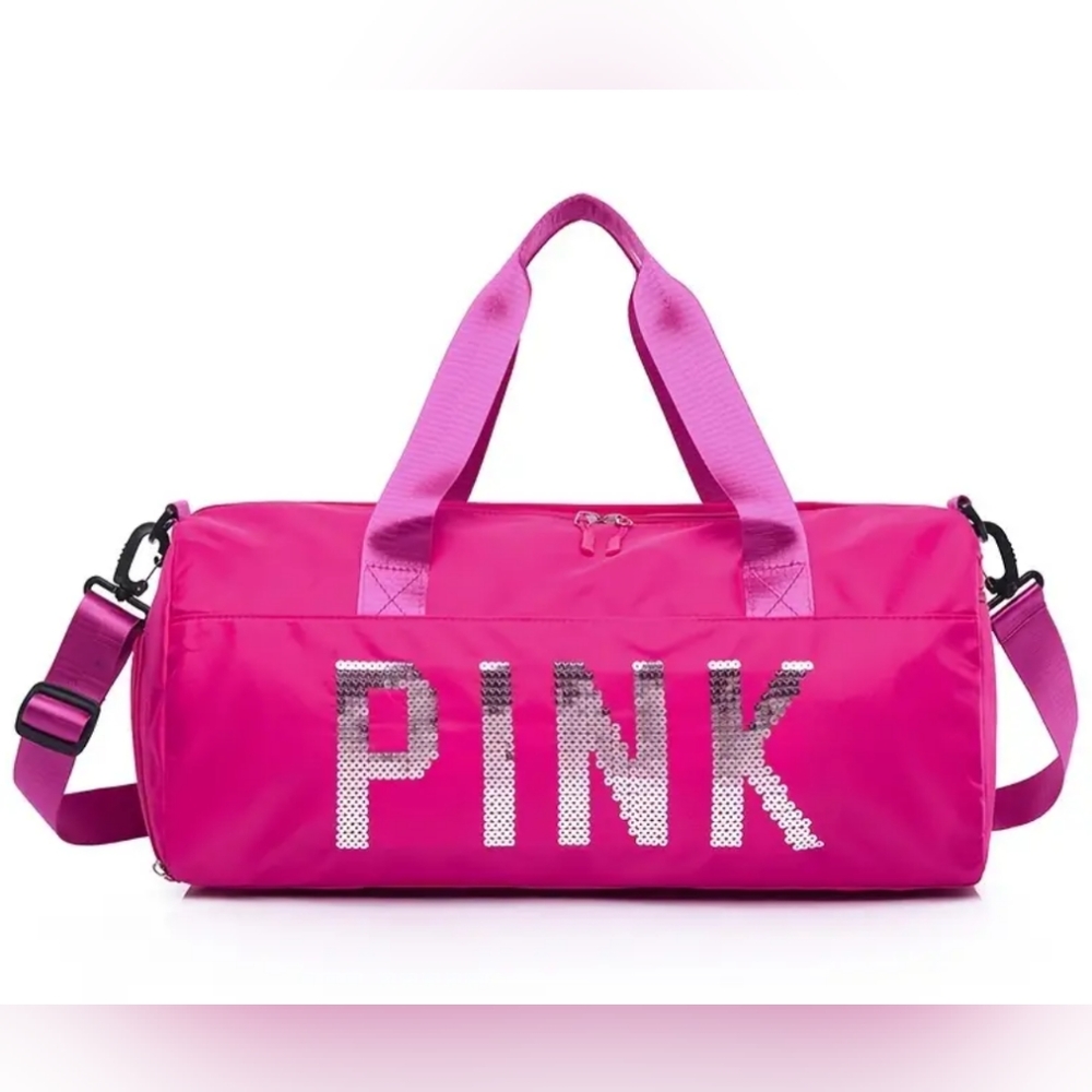 Brand New Hot Pink PINK duffel bag with adjustable strap